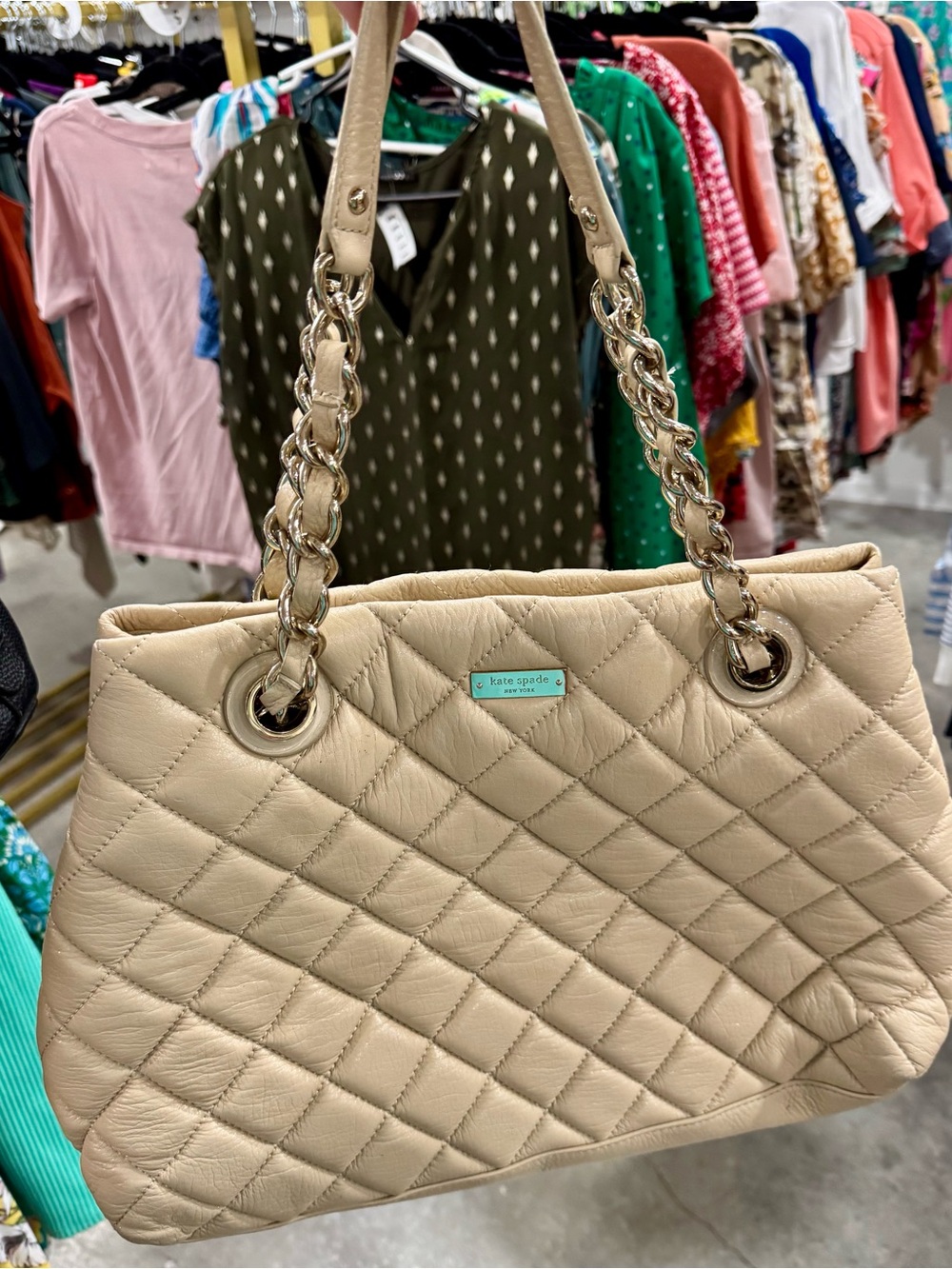 kate spade Quilted Leather Shoulder Bag - Cream